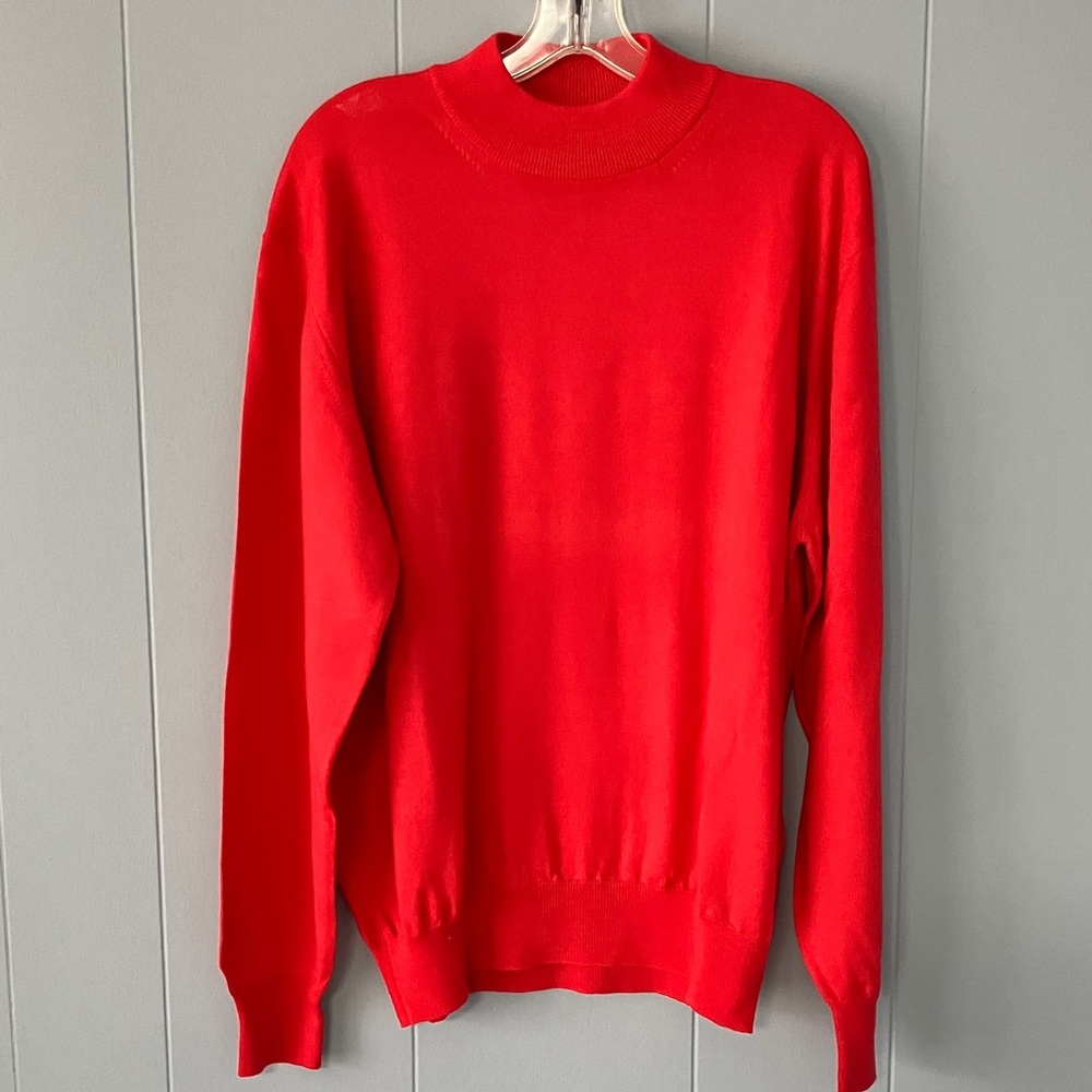 Made in Italy Virgin Wool Ribbed Mock Neck Sweater by Gran Sasso Luxury Knit L